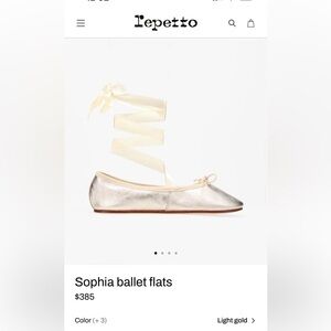 Repetto Sophia Gold lace up ballet flats